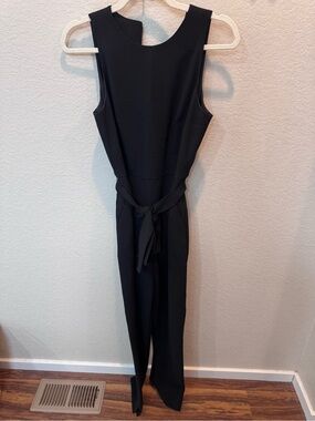 Black Sleeveless Tie-Waist Jumpsuit